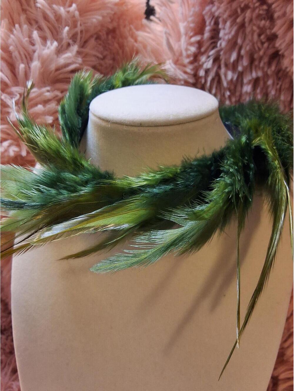 GREEN FEATHER CHOKER - Picture 1 of 1